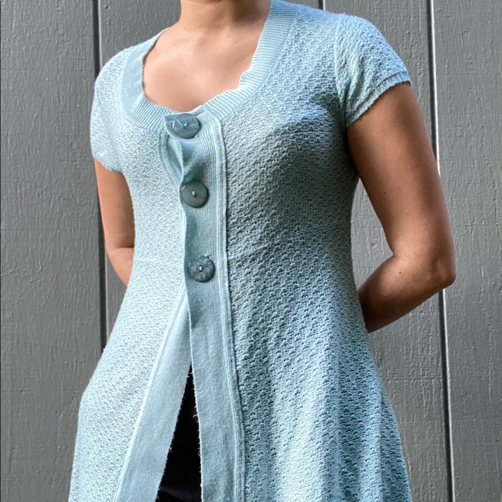 SayWhat Vintage Knitted Short Sleeve Cardigan Top